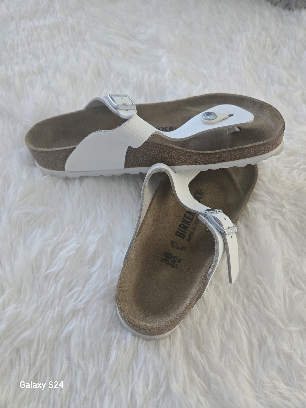 White Birkenstock Gizeh Thong Sandals